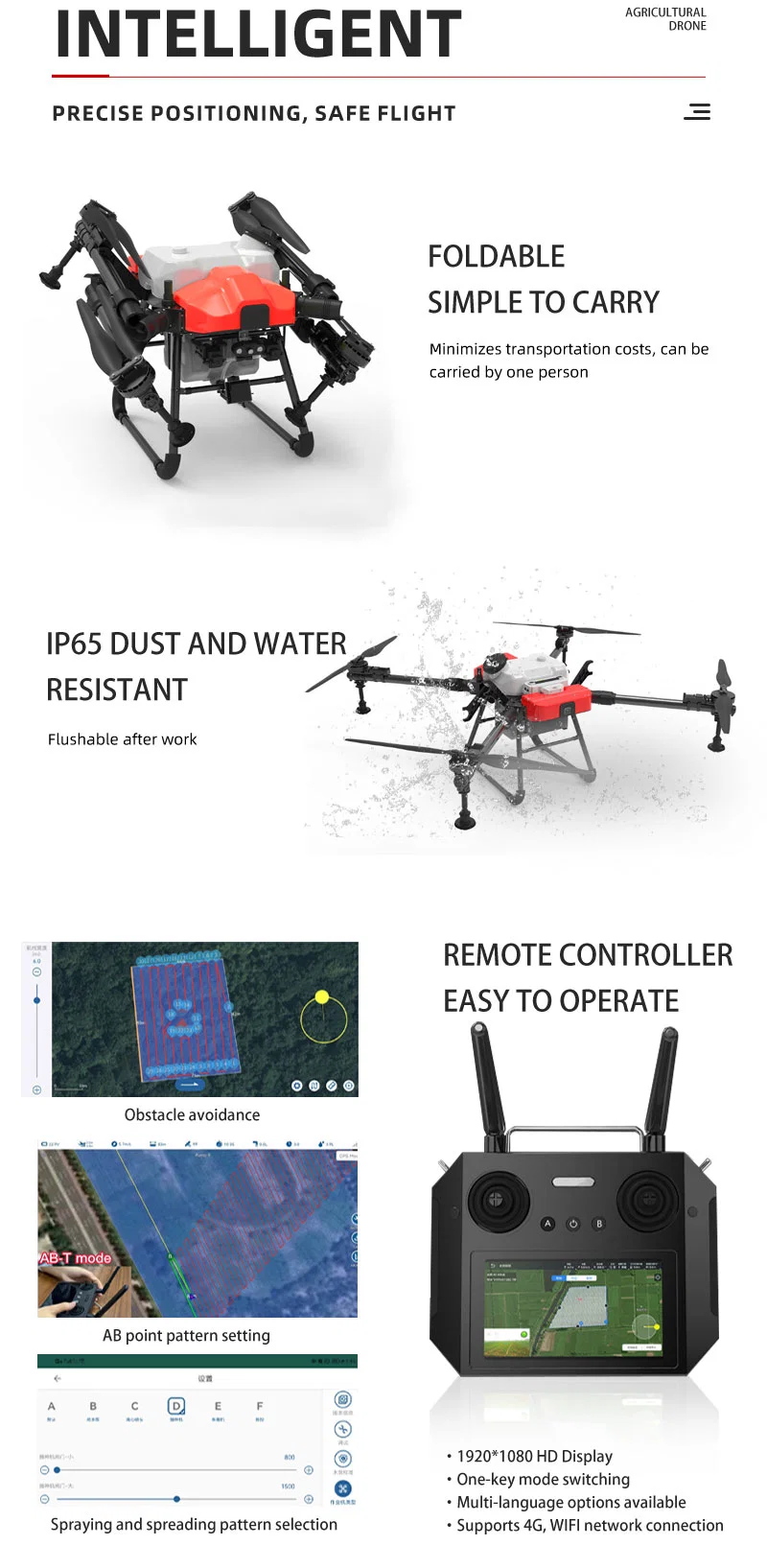 Drone Factory Price 40 Kg Payload RC GPS Frame Stable Hf T30 4 Axis 30L Large Capacity Electric Agricultural Uav Drone Sprayer with Remote Control