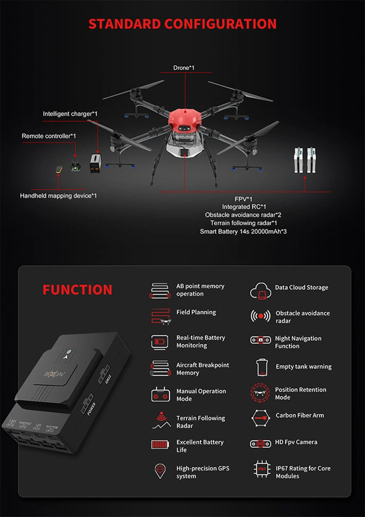 RC Control Long Flying Agricultural Uav Drone Crop Duster Sprayer for Agriculture